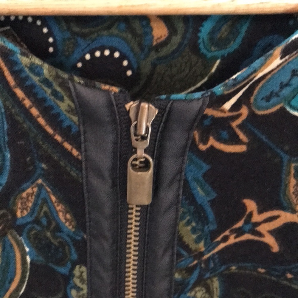 NOTATIONS Women’s Teal Blue/Green/Black Paisley Dressy Lined Zippered Jacket—M - Picture 13 of 15